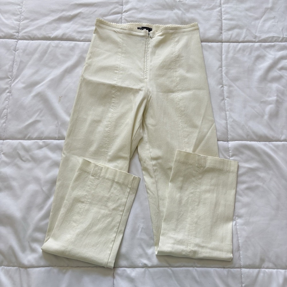 Mesmerize Womens Off White High Rise Slim Leg Textured Pants Size 8 Luxury